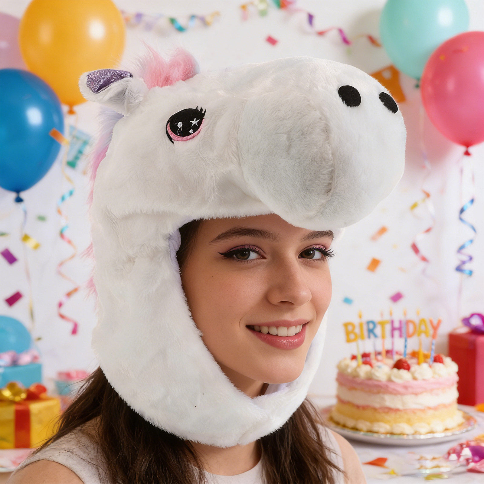 Cosplay Prop Designer - Komik Unicorn Şapkası Gökkuşağı Tasarımlı Yumuşak