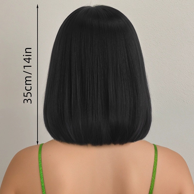 Şık kadın kısa siyah bob düz s - Wig Fiber Net incelemesi ve fiyatı